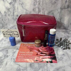 Lancome Beauty Gift Set-Sparkly Red Pouch,Eye Cream,Remover,Mascara-4pc-NEW